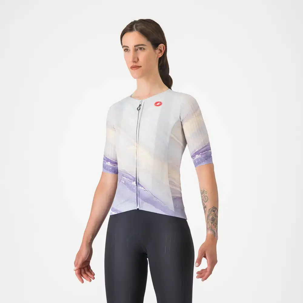 Castelli Aero Pro 8S Fietsshirt Korte Mouwen Paars/Multi Dames