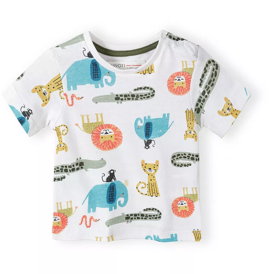 MINOTI T-Shirt und Shorts im Set WeißKhakigrün