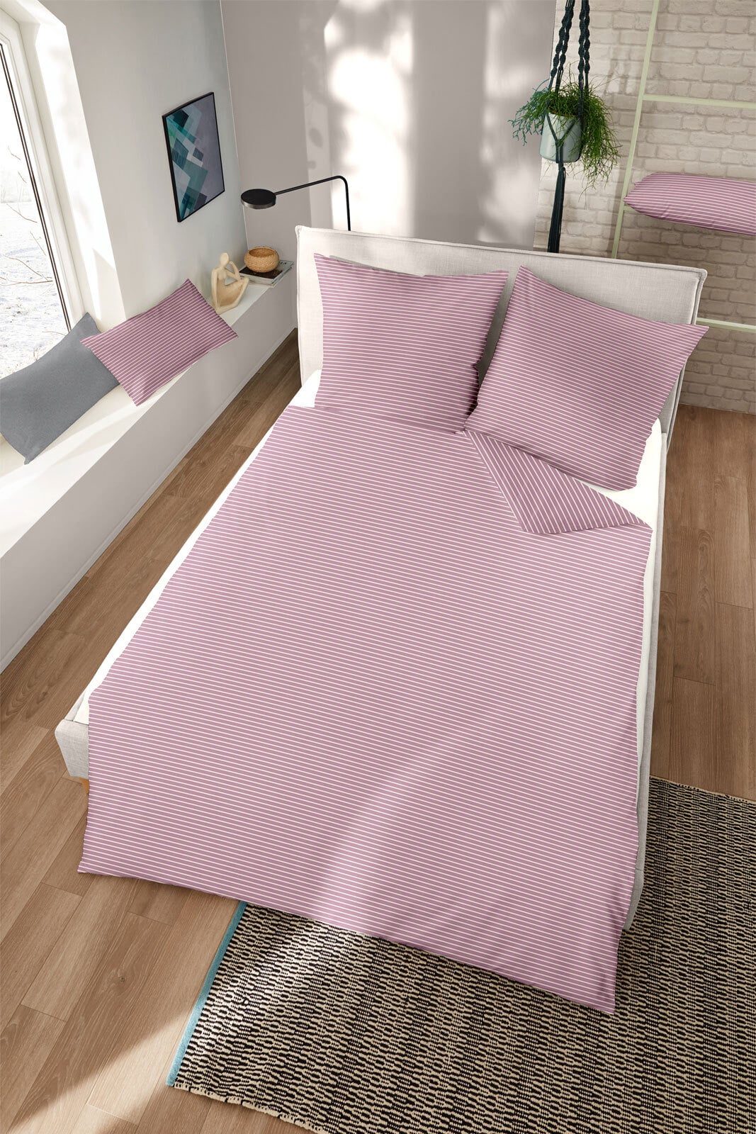 DORMISETTE RENFORCE-Bettwäsche BUNTGEWEBT 135 x 200 cm beere/lila
