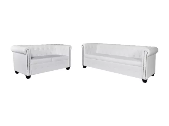 NETTLIFE Canapé Chesterfield à 2 places et à 3 places blanc