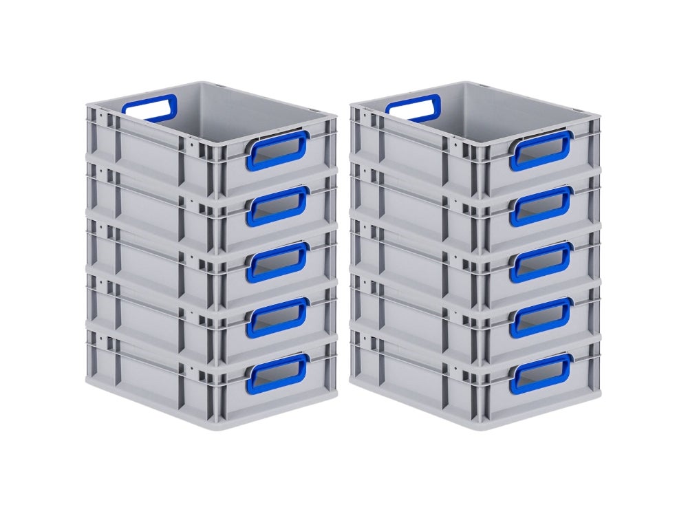 PROREGAL Eurobox Nextgen Kleur HxBxD 12 x 30 x 40 cm 11 Liter Handgrepen Blauw Open Gladde Bodem Euro Container Transportbox