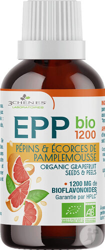 3 Chênes EPP 1200 Extrait De Pépins De Pamplemousse Bio Flacon Compte-Gouttes 50ml