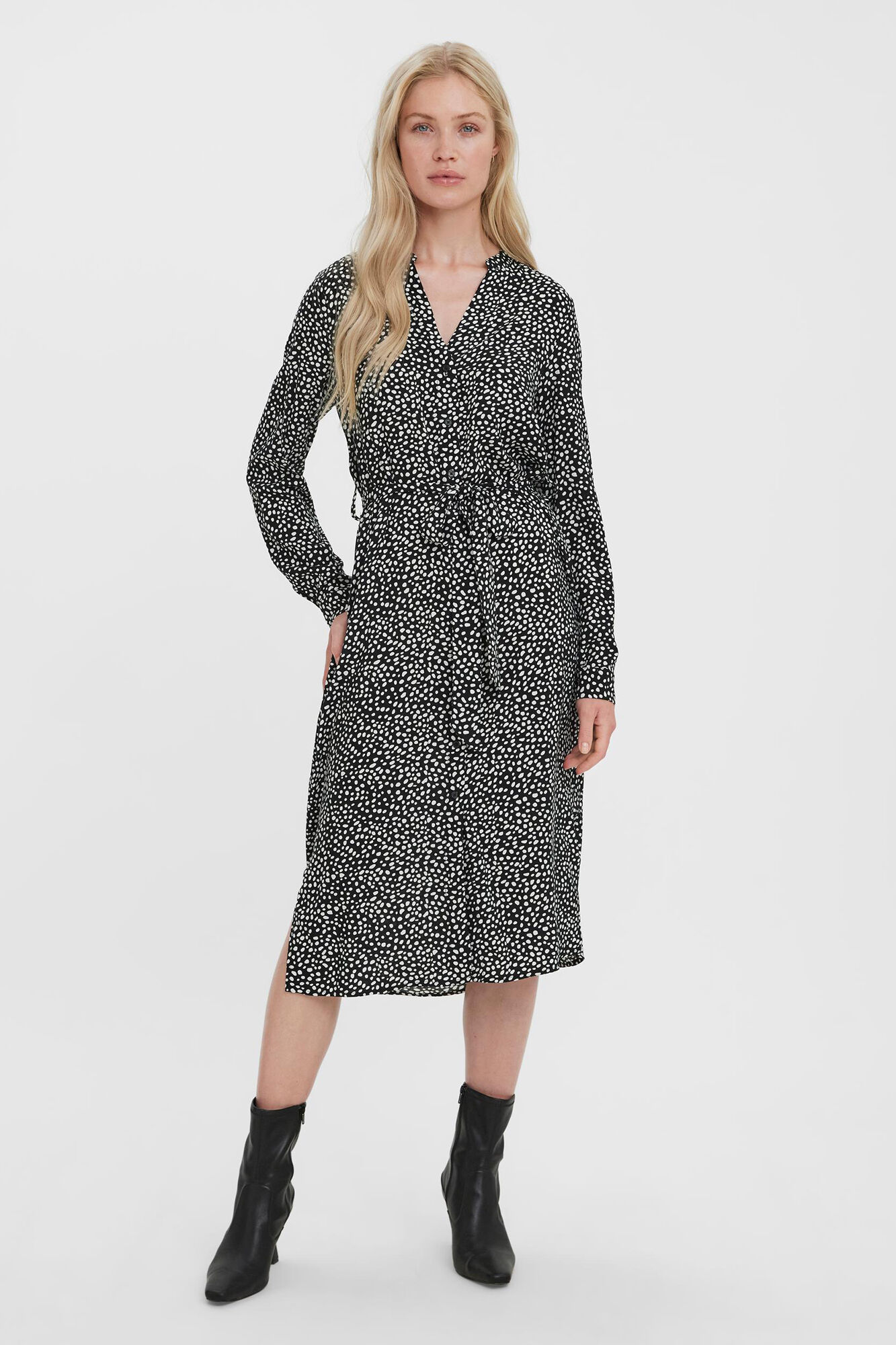Vestido camisa estampado - Preto