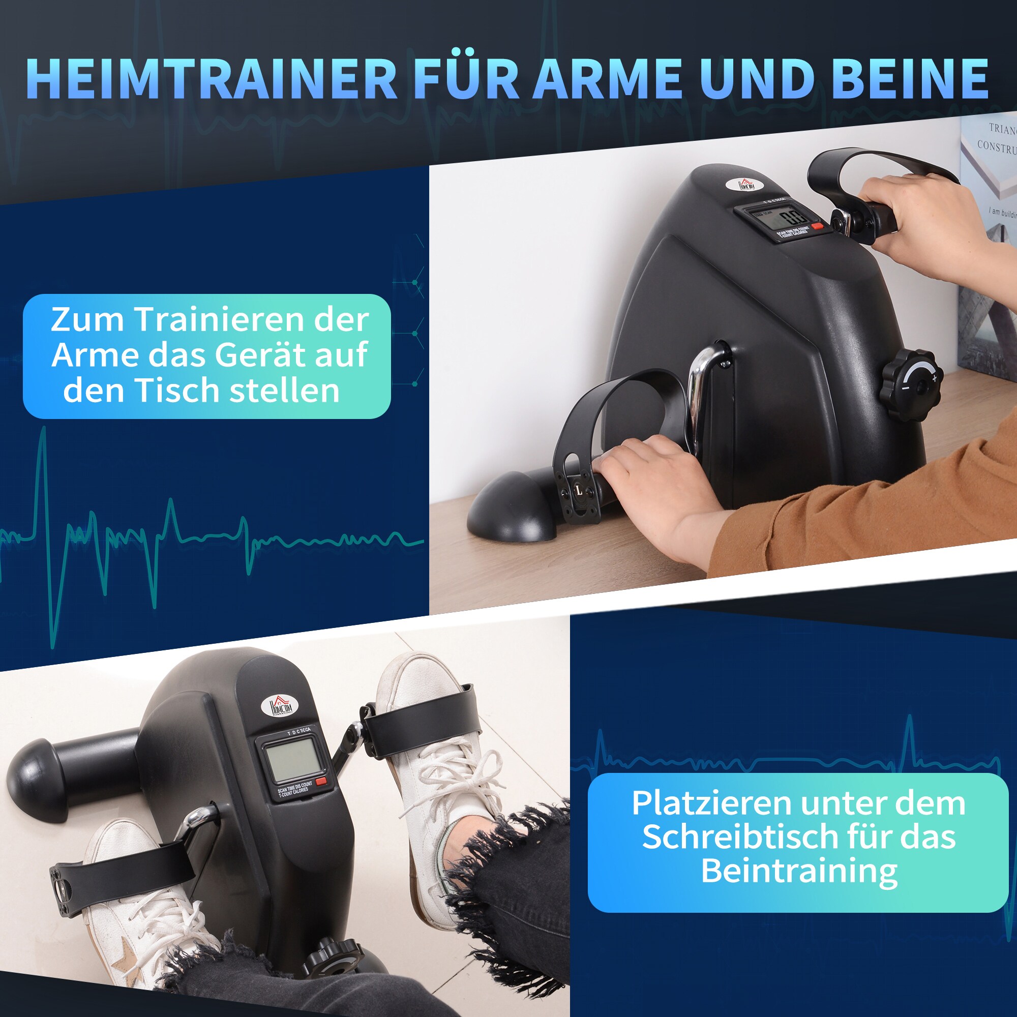 HOMCOM Pedaltrainer mit LCD-Display 39 x 40 x 31 cm (BxTxH)