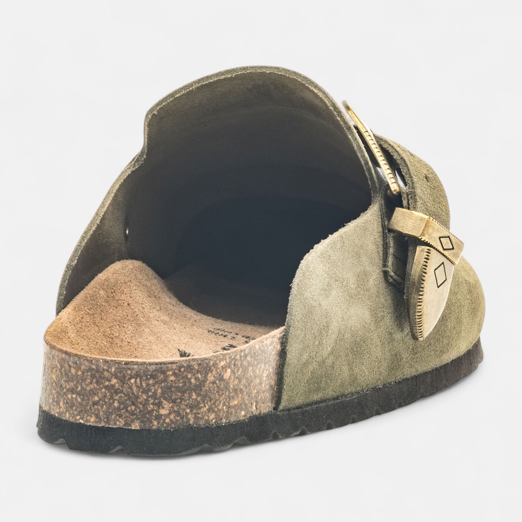 Mules Femme en cuir kaki