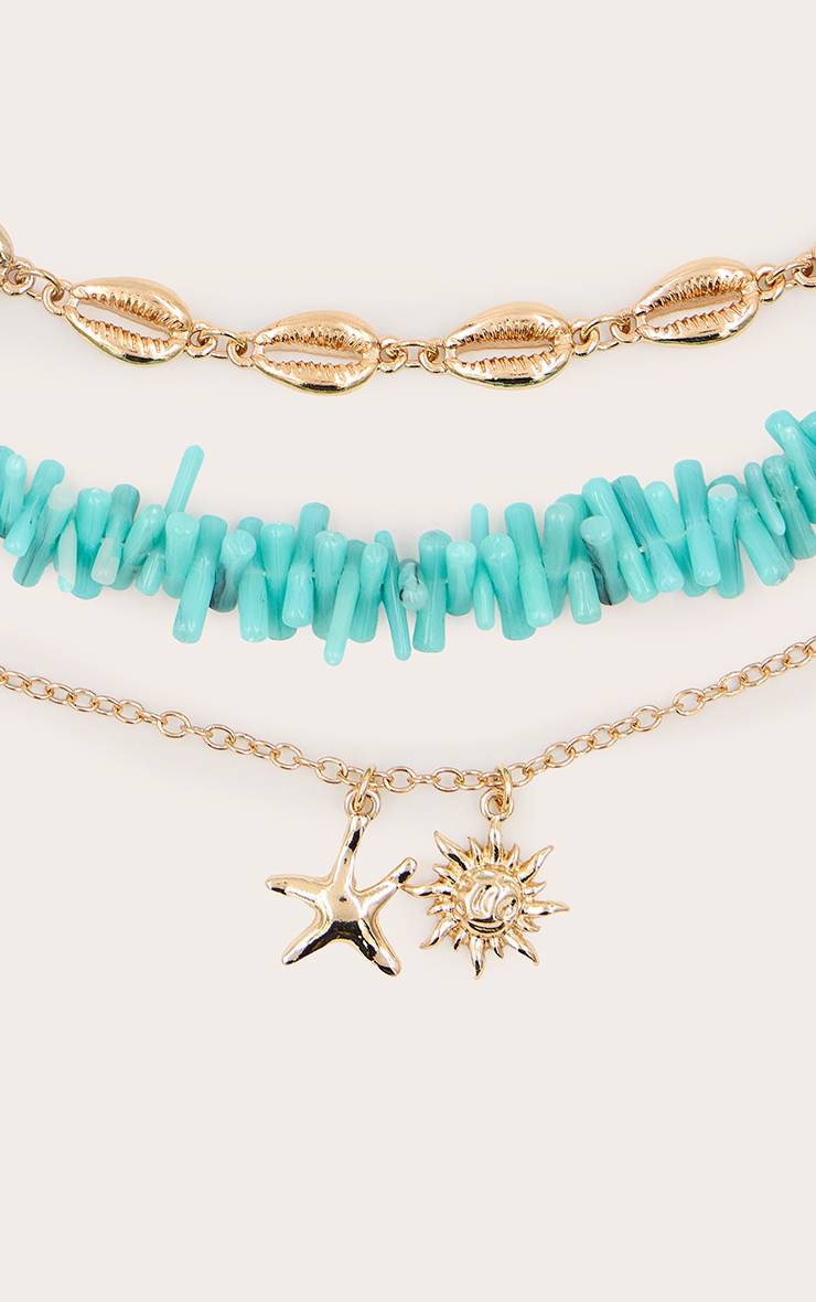 Bleu Aqua Collier Pendentif Étoile De Mer À Perles Superposées