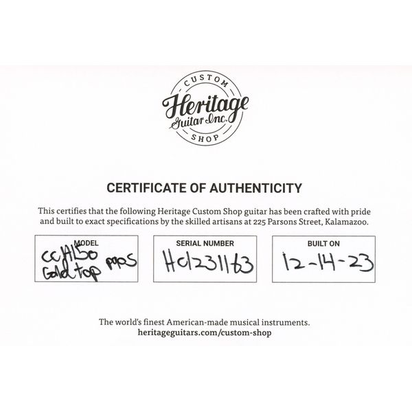 Heritage Guitar H-150 Goldtop P90