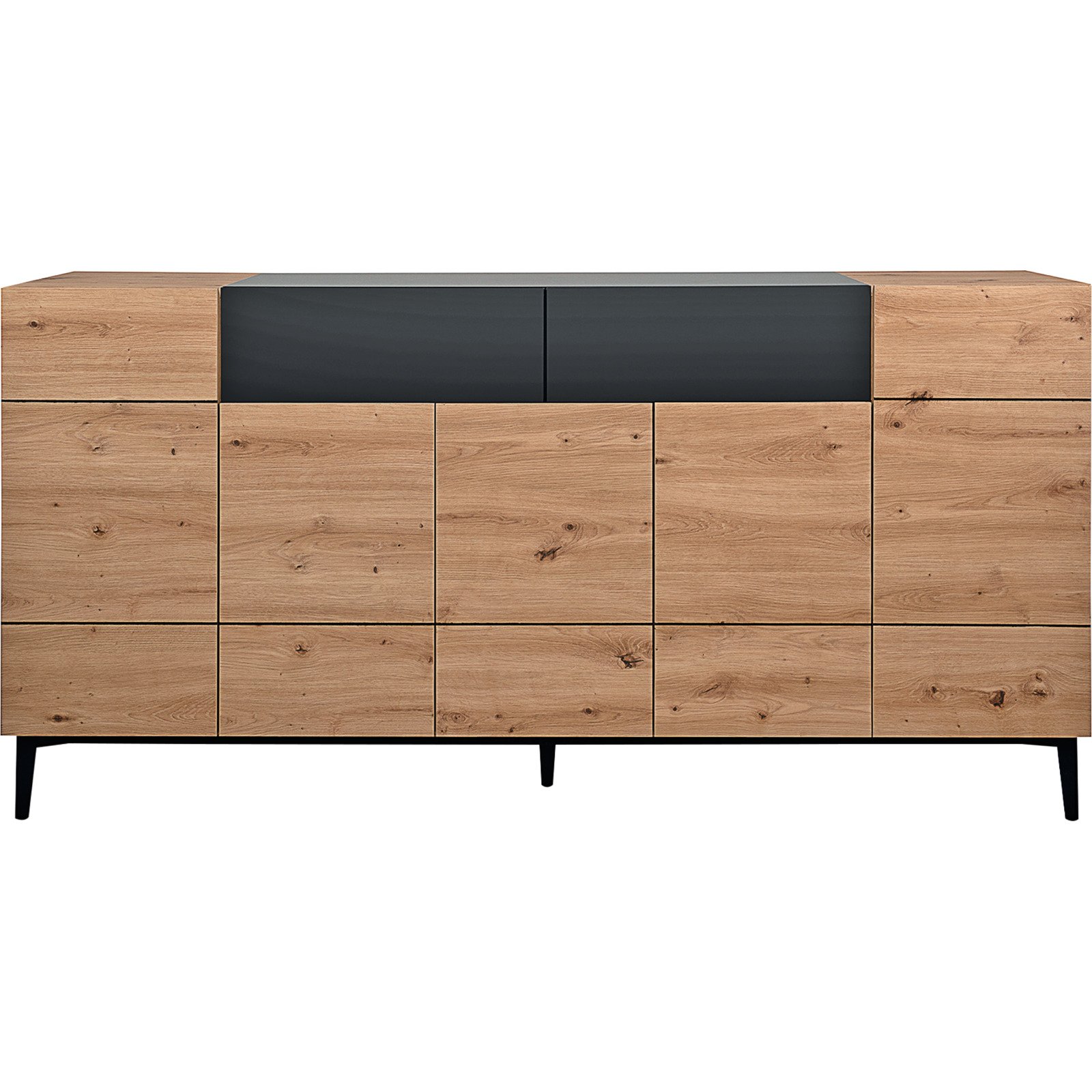 Sideboard Joe Dekor Eiche Artisan schwarz 180 x 90 x 42 cm