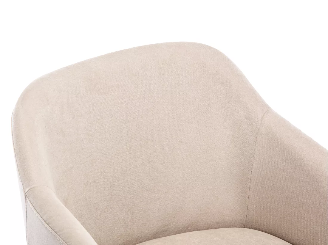 Lot de 6 chaises avec accoudoirs en tissu et bois d'hévéa - Beige - JELISA