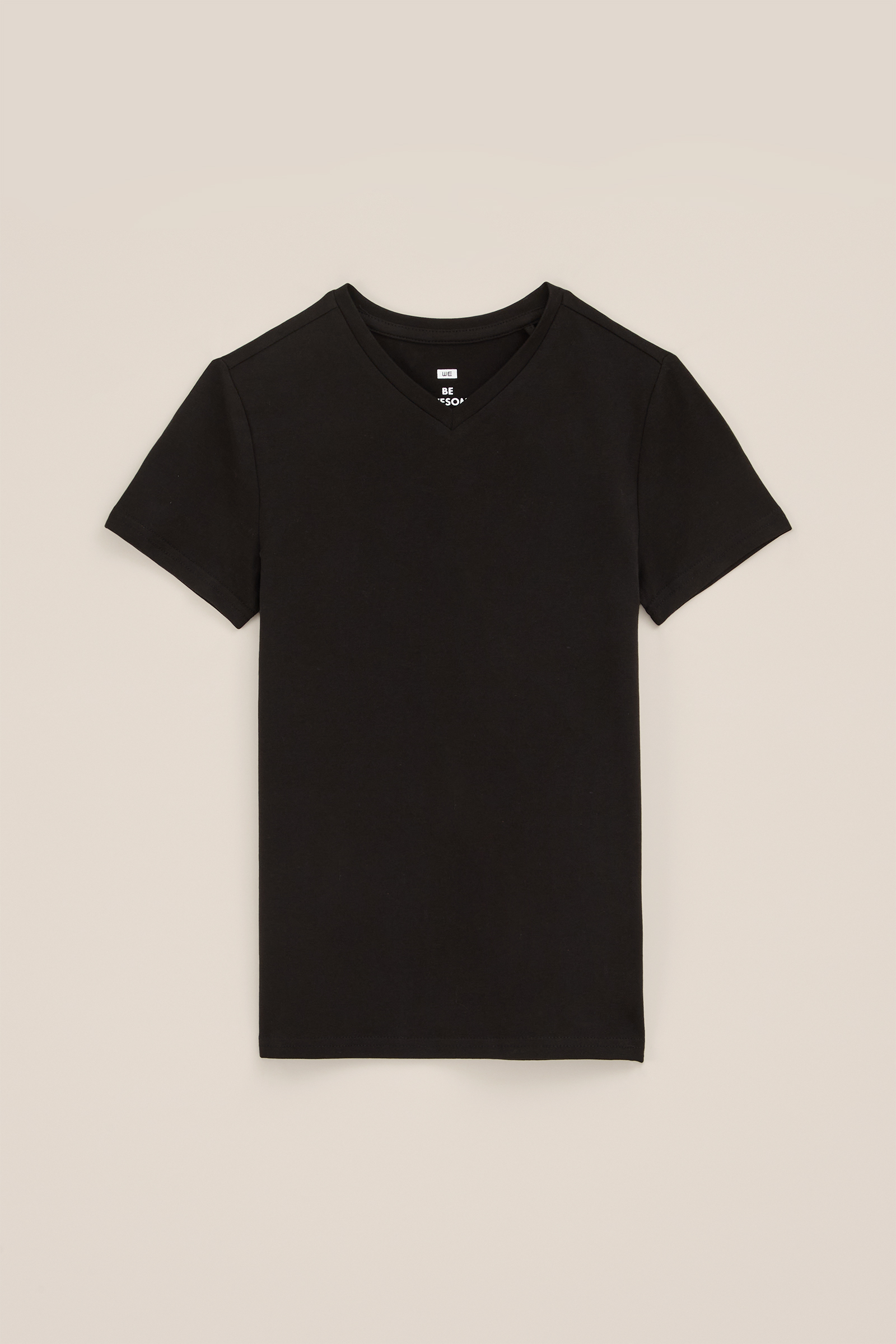Jongens basic T-shirt met V-hals WE Fashion Zwart