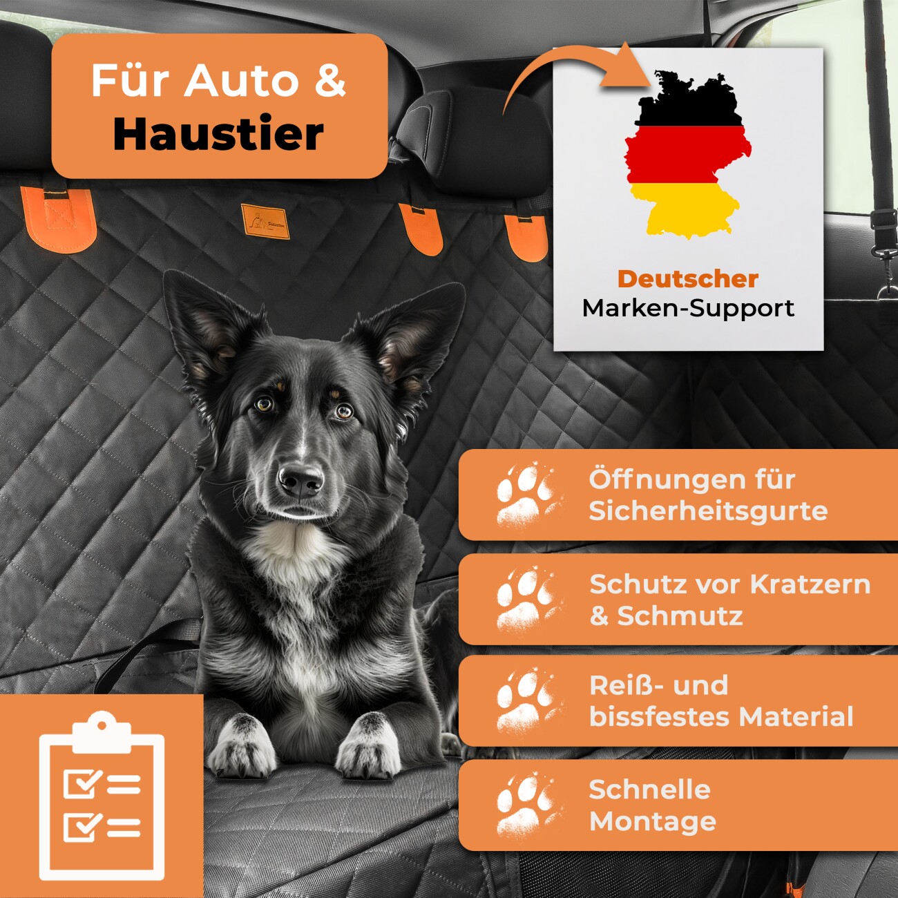 Petsation Autoschondecke Hundedecke für Rückbank + Kofferraum