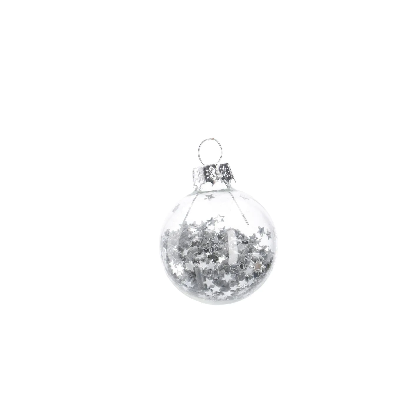 Weihnachtskugel Mini, Schneeball, Flitter/silber, 4 cm