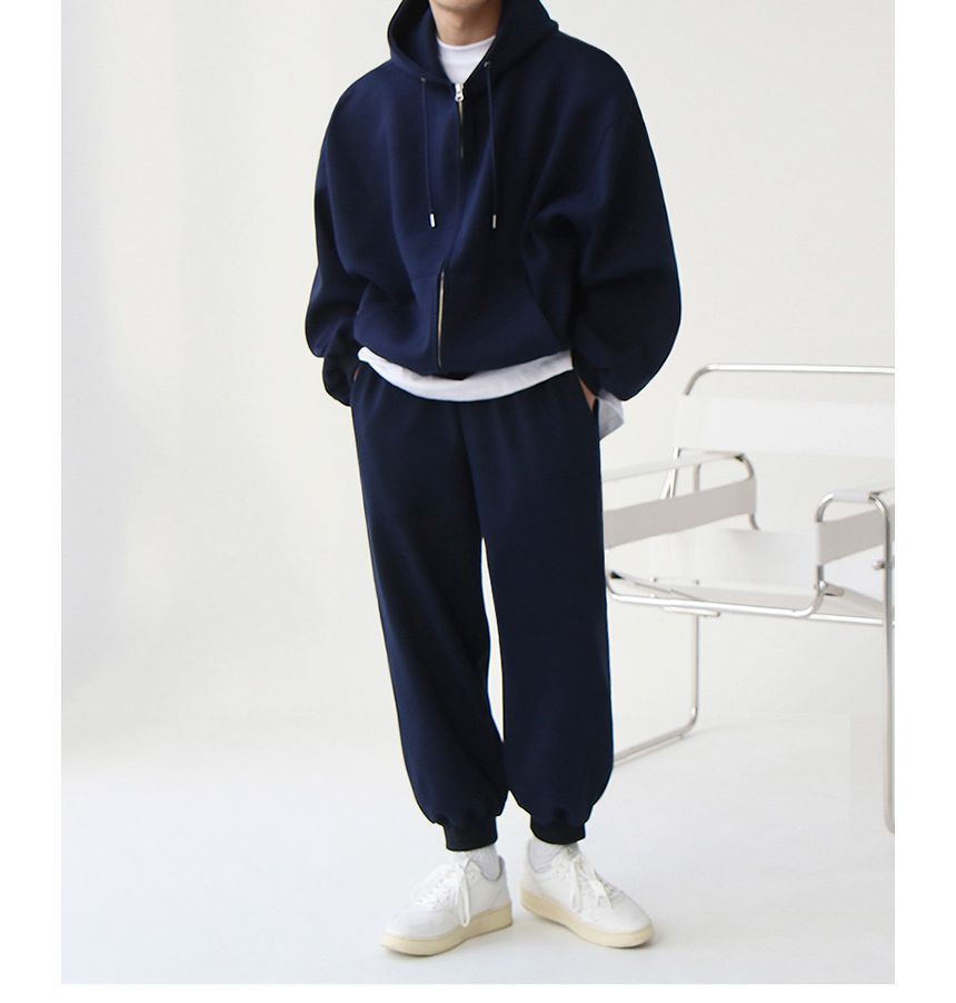 MRCYC - Effen hoodie met rits / Cropped harembroek met hoge taille