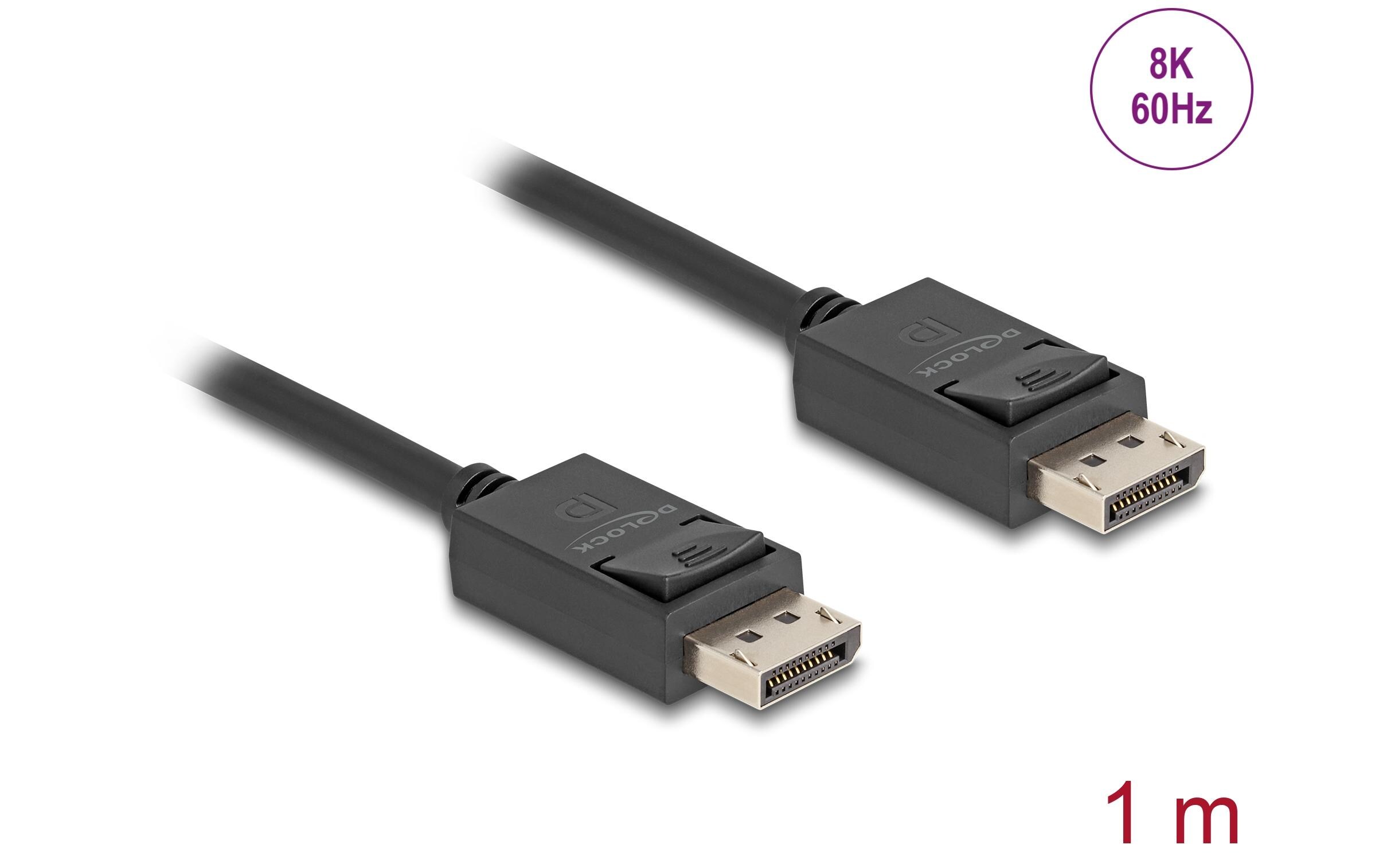 Kabel 16K 30 Hz / 8K 60 Hz DisplayPort - DisplayPort, 1 mDelock DisplayPort Kabel 16K 30 Hz / 8K 60 Hz 40 Gbps 1 m