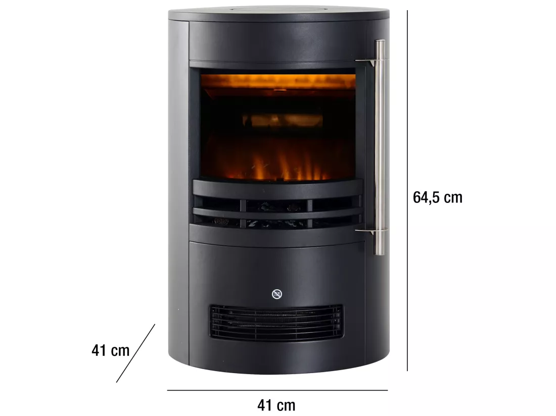 Cheminée électrique LED à effet flamme 3D réglable 1000W 2000W Noir