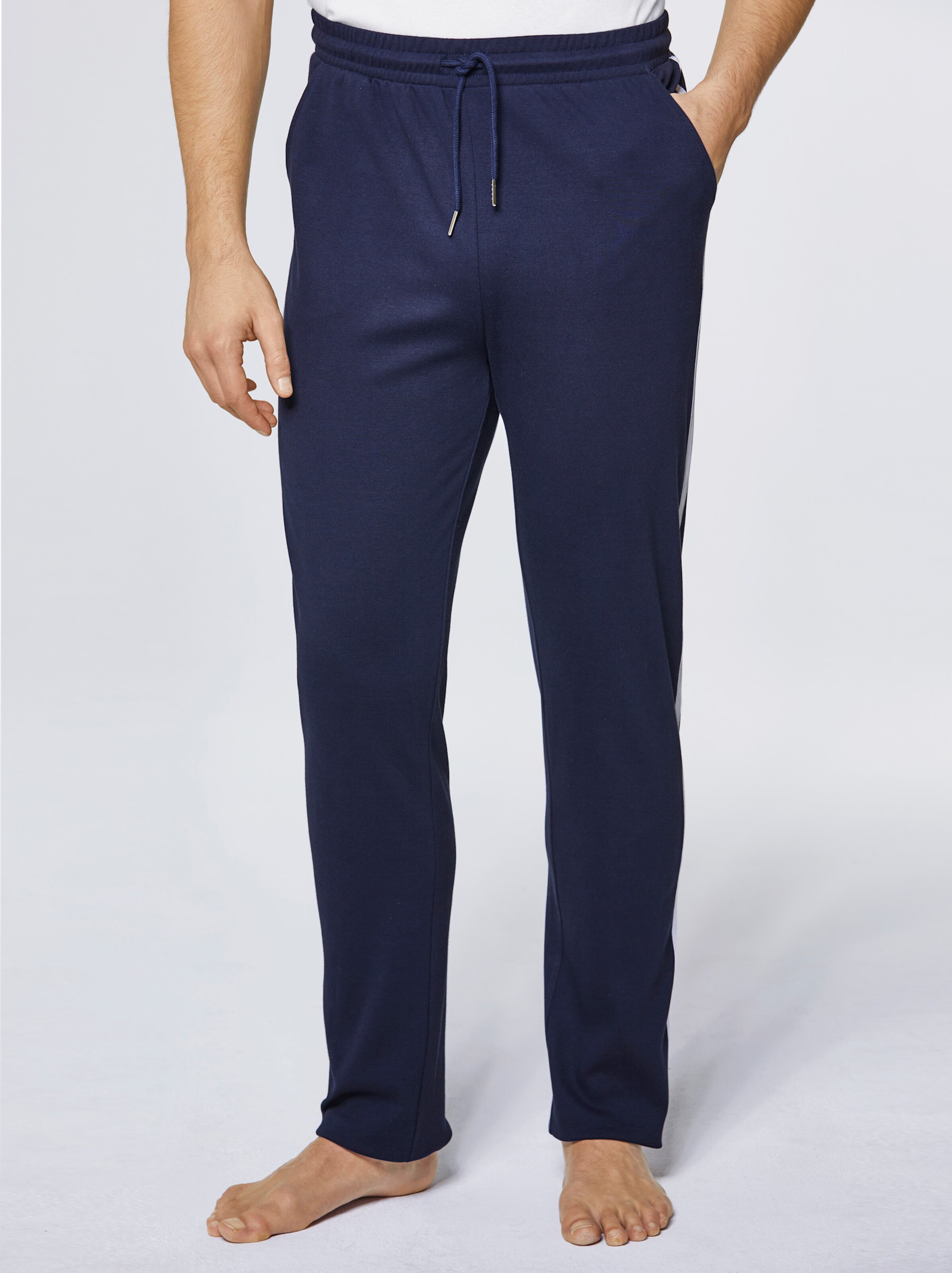 feel good Hosen lang in grau-meliert + marine