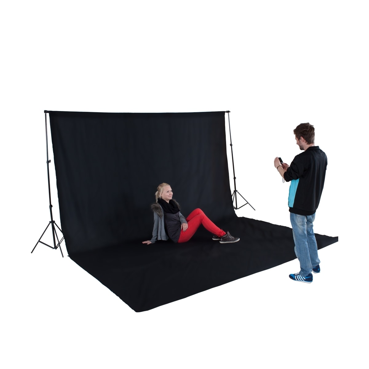 Bakteppe fotostudio 3x6m med veske - svart