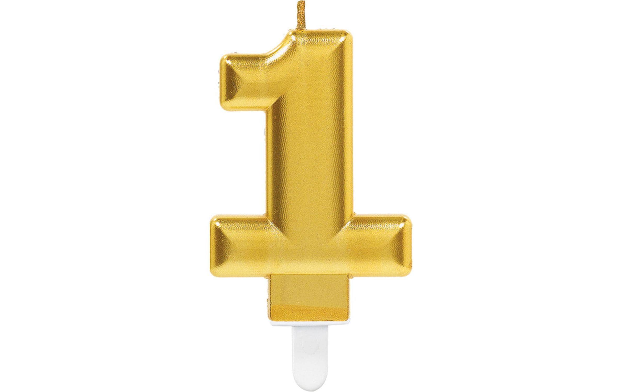 Zahlenkerze Nummer 1, 1 StückGoldene Geburtstagskerze