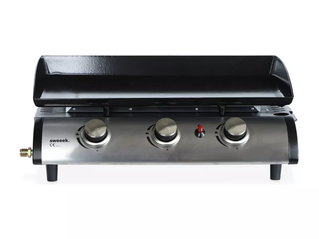 Plancha au gaz 3 feux - Porthos 3 brûleurs - 7.5 kW. barbecue. cuisine extérieure. grande plaque émaillée. inox