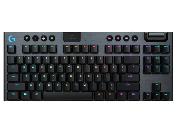 Logitech G915 TKL Tenkeyless LIGHTSPEED Wireless RGB Mechanical Gaming Keyboard - Tastatur - bagbelyst - USB, Bluetooth, 2.4 GHz - Nordisk - tastkontakt: GL Clicky - kulsort
