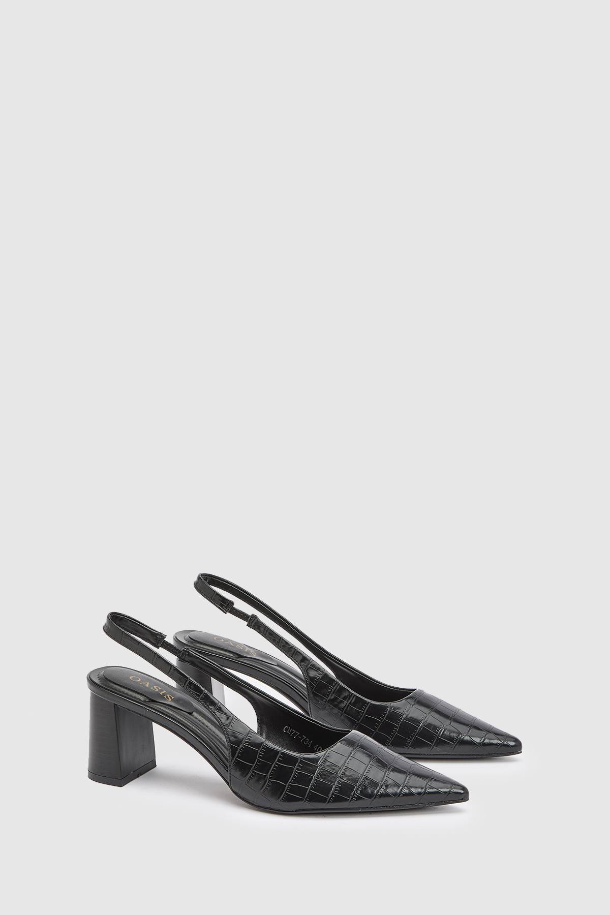 Oasis Escarpins Abigail À Bride Arrière Effet Croco Synthétique Et Talon Bloc