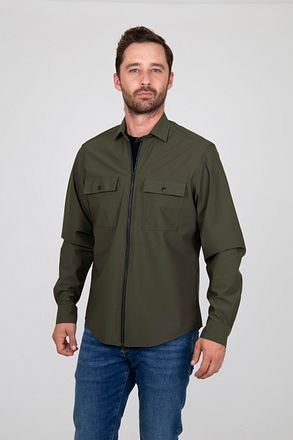 Suitable Jacket Shirt Donkergroen 245-2 shirt jacket zip kopen