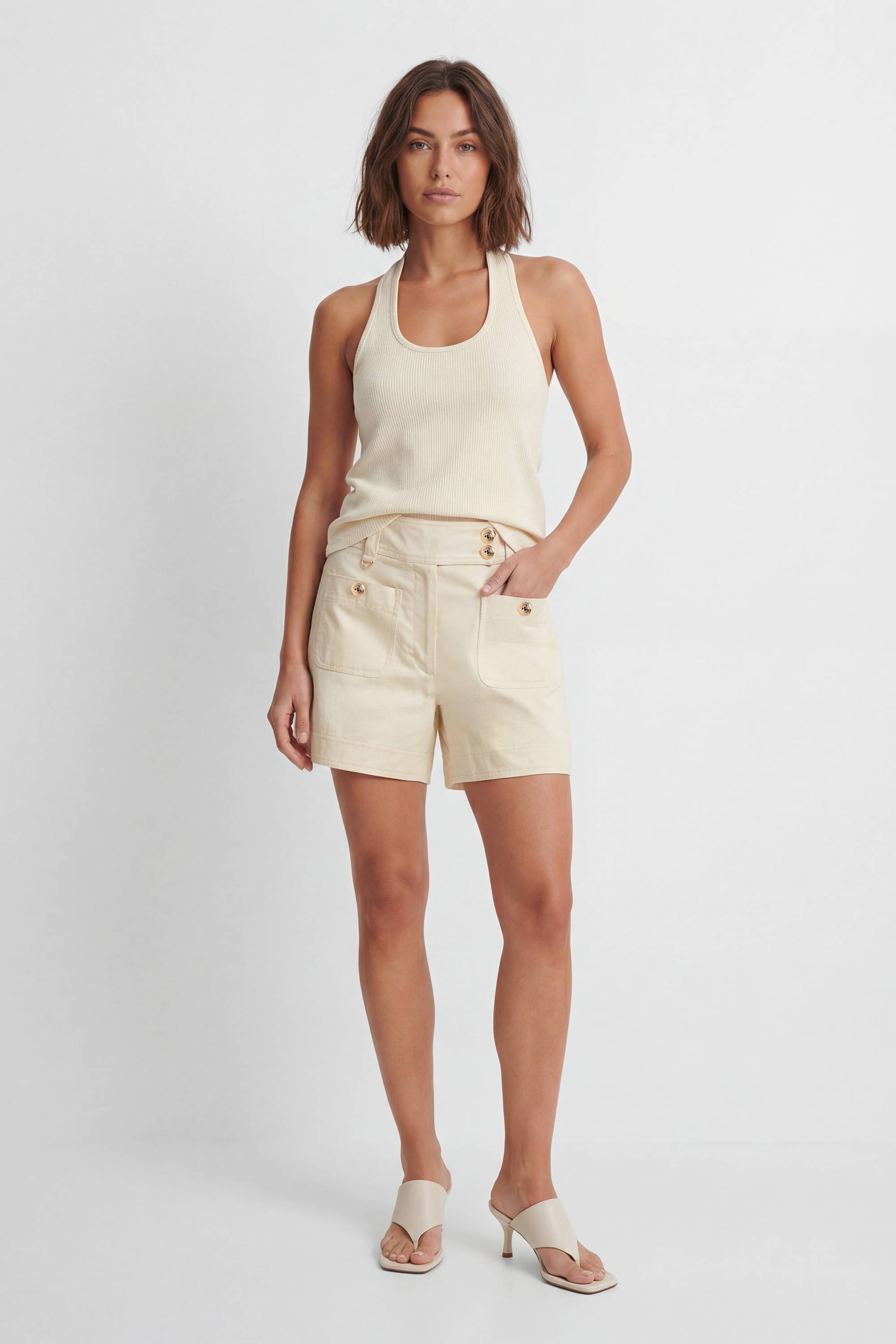 KarenMillen Short Utilitaire En Coton Avec Détails De Boutons