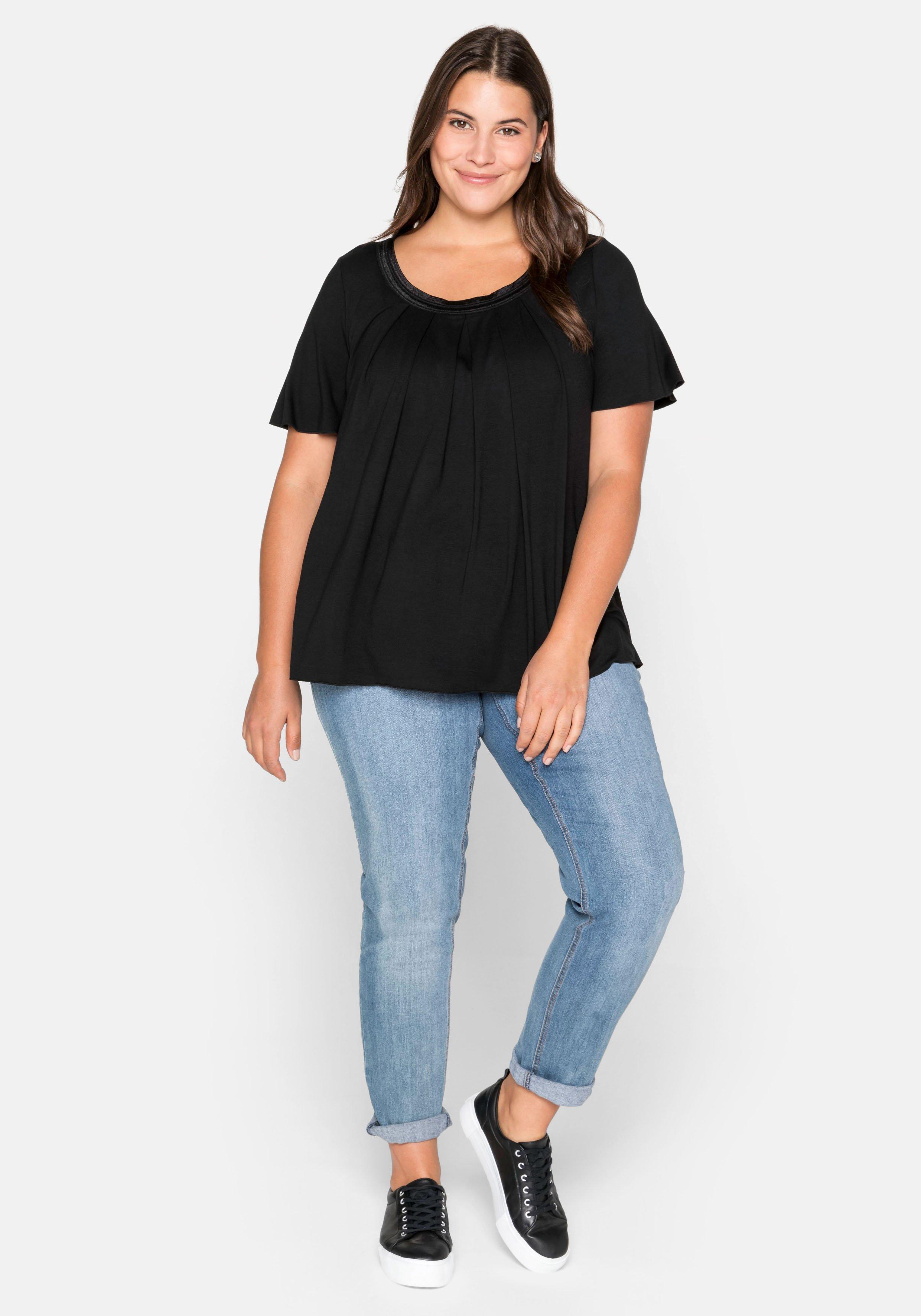 Shirt in A-Linie mit dekorativer Blende, aus Viskose-Jersey