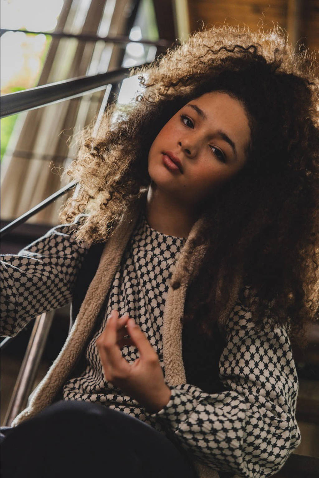 LOOXS sweater met all over print ecru/zwart