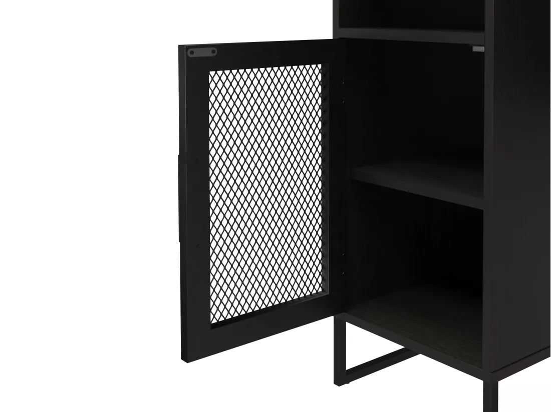 Purdue | Bureau ordinateur caisson 1 porte en MDF chêne noir
