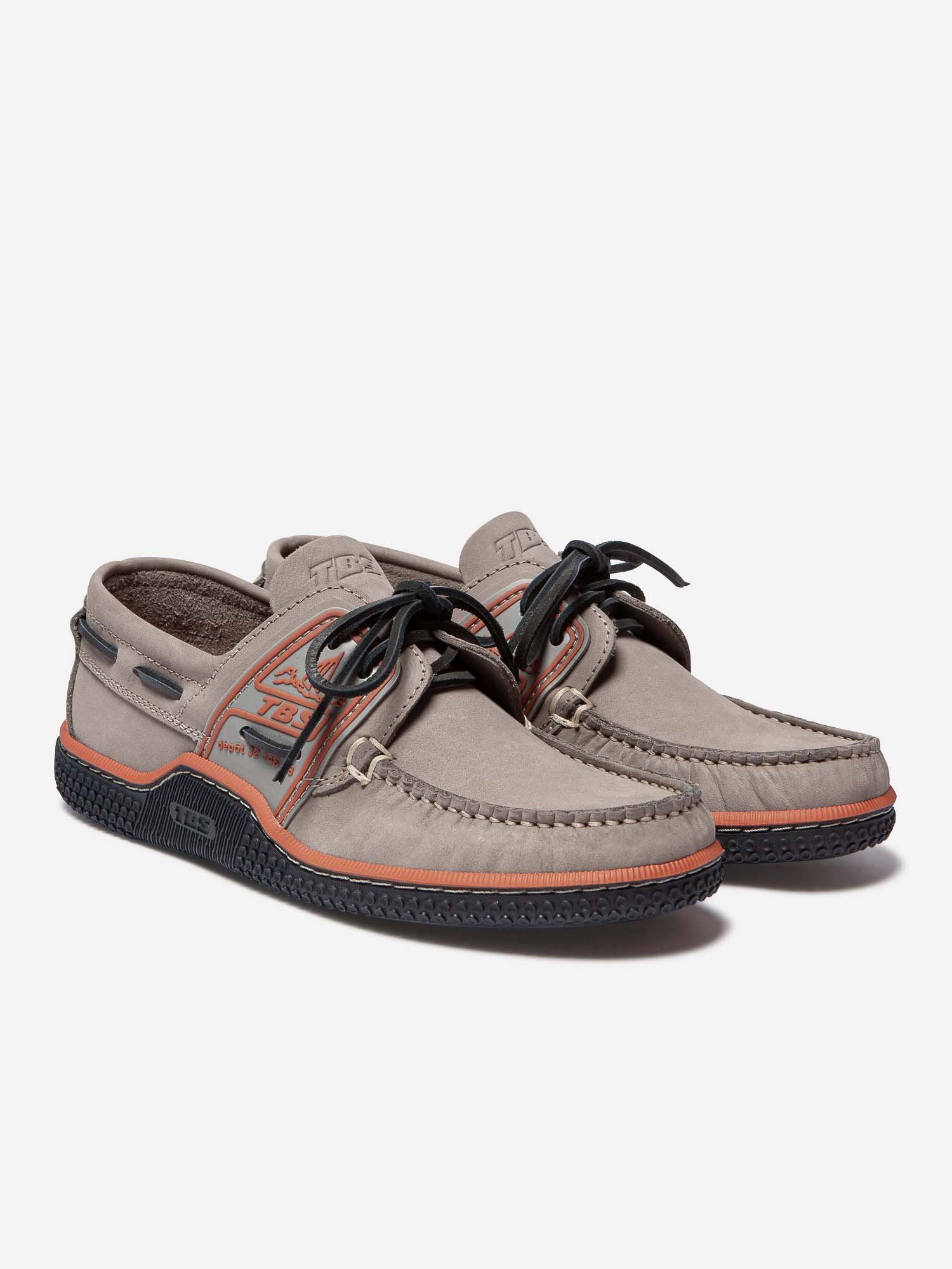 Chaussures Bateau Homme Cuir Beige et Orange