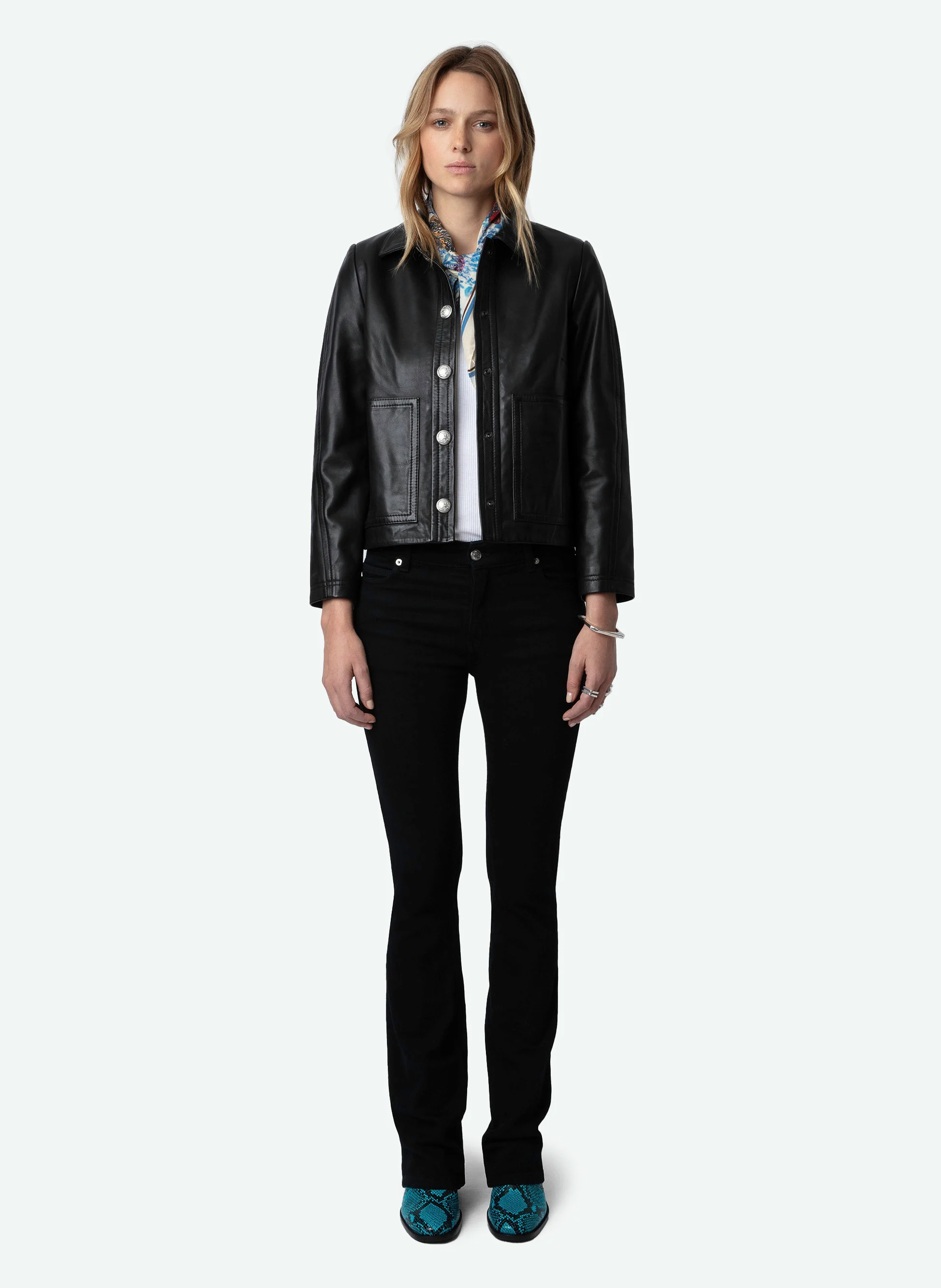 PREISER - Bottines en cuir effet python | Bleu