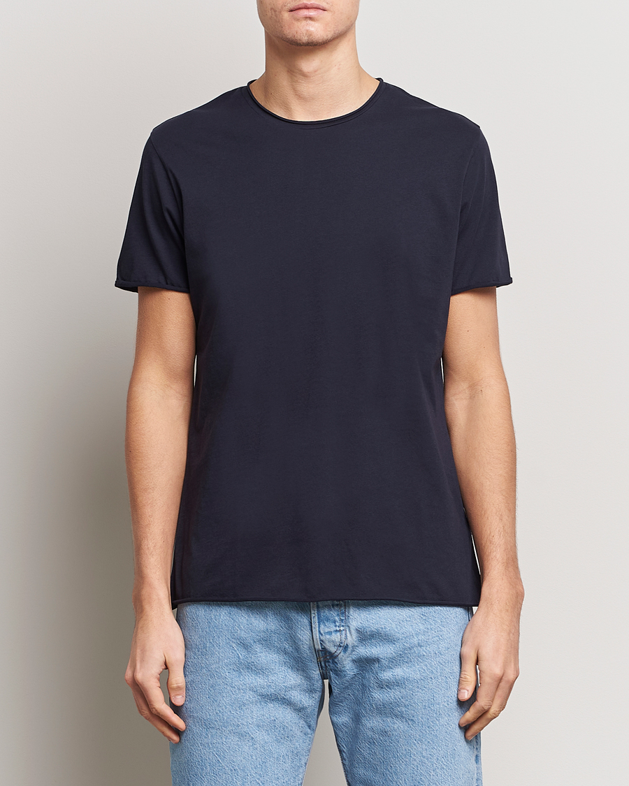 Filippa K Roll Neck Crew Neck Tee Navy