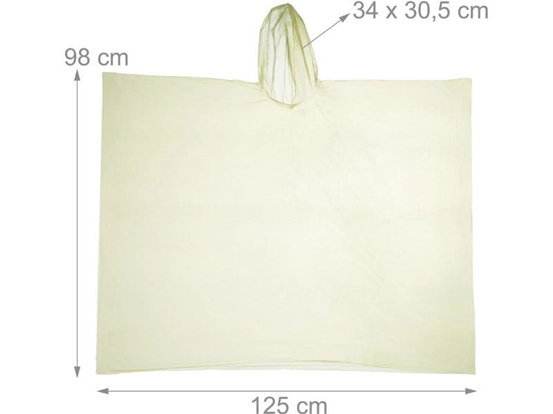 relaxdays Regenponcho 20 Stück, Gelb Regenschutz