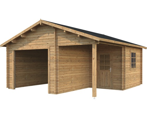 Palmako Roger vrijstaande garage, 21,9+5,2 m², zonder deur, 510 x 550 cm, bruin gegrond