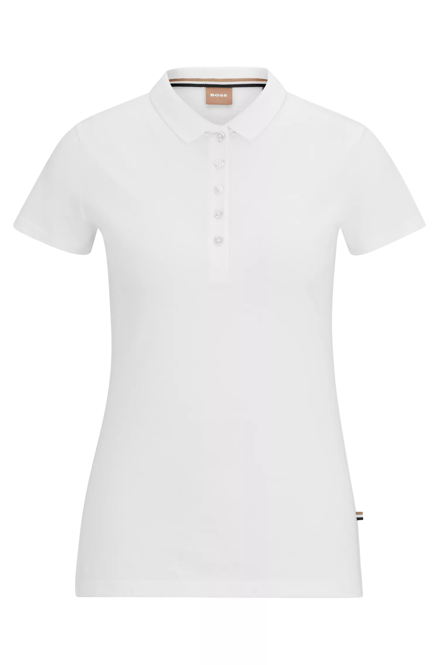 Camisa polo BOSS preta em piqué de algodão com detalhe do logotipo