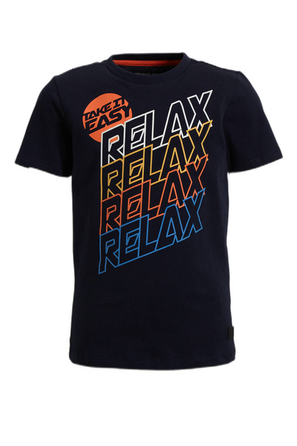 Orange Stars T-shirt Pepe met tekstopdruk navy