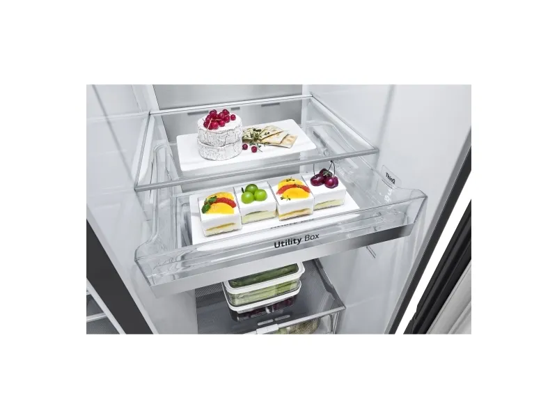 LG GSXV90MCAE - Køleskab/fryser - side ved side med vanddispenser, isdispenser - Wi-Fi - bredde: 91.3 cm - dybde: 73.5 cm - højde: 179 cm - 635 liter - Klasse E - kulsort