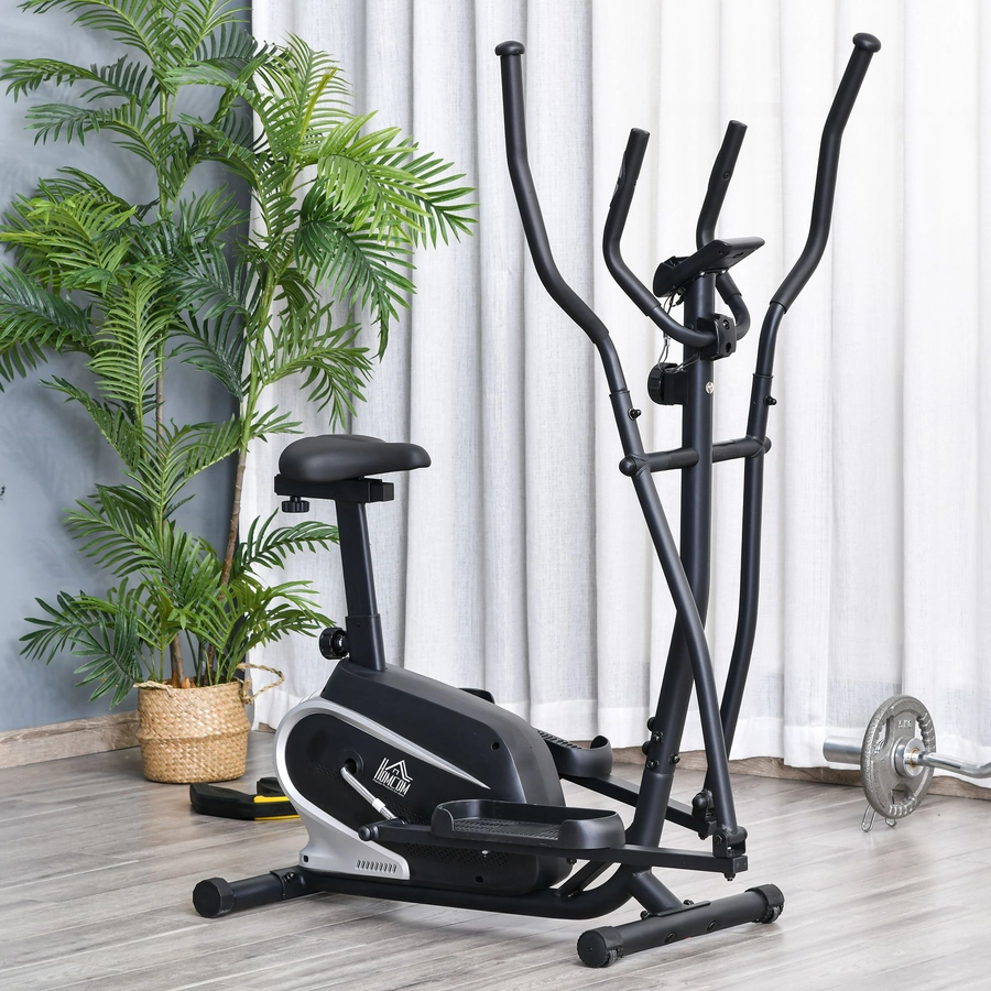HOMCOM Heimtrainer 8 Widerstandsstufen, mit LCD Display, höhenverstellbar Schwarz