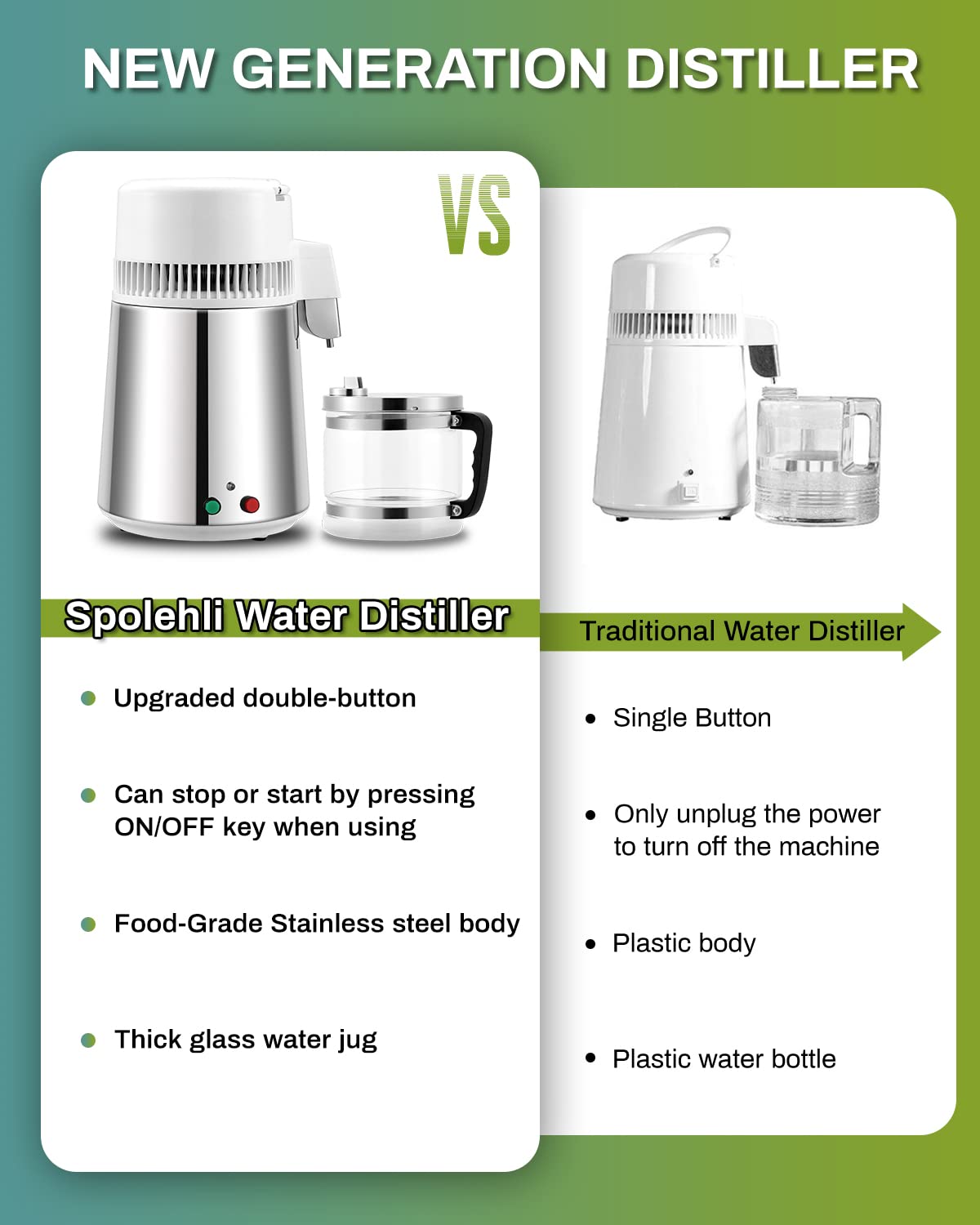 Destilliergerät Wasser Destilliergerät 4L Edelstahl Wasserdestillierer Wasser-destilliergerät Wasserdestilliergeräte Water Distiller für Reinwasser Destillieren zu Hause mit Glaskanne 220V