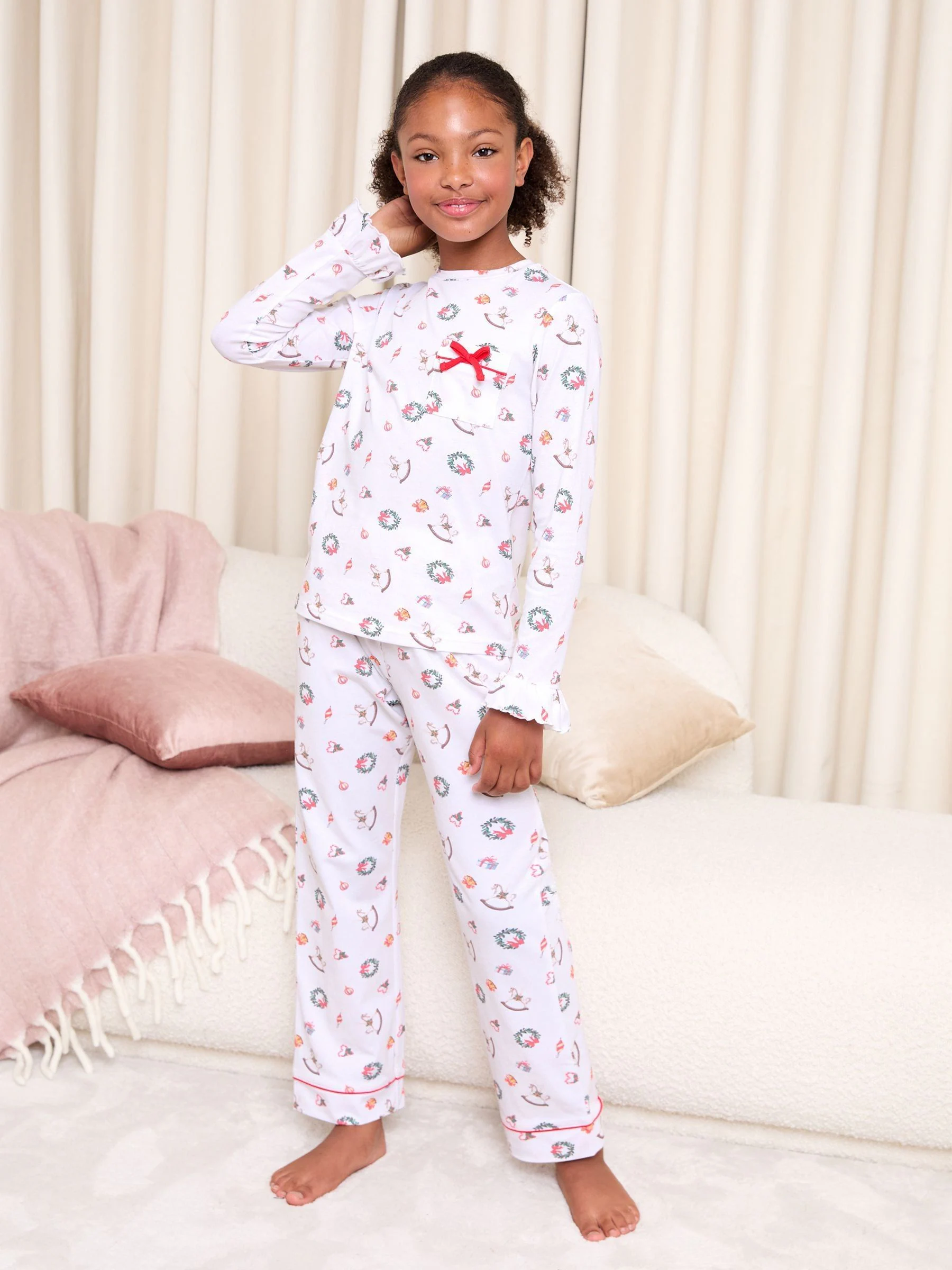 Crème slinger - Lipsy Kerstmis Pyjama's Set (5-16jr)