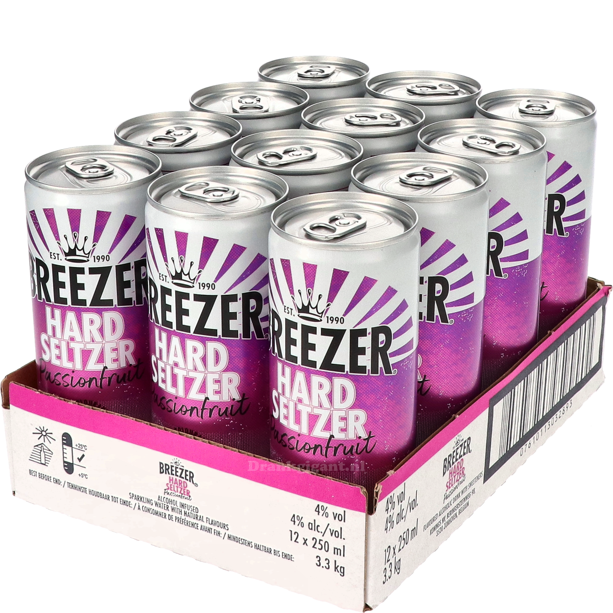 Bacardi Breezer Hard Seltzer Passionfruit 12x25cl (Tray) 300 cl