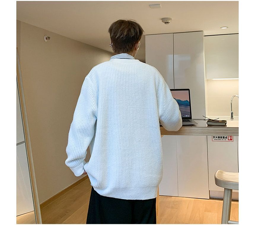 Whyessa - V-hals effen oversized gebreide cardigan
