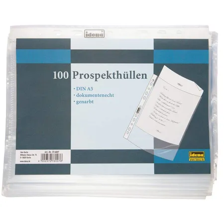 Idena Prospekthüllen DIN A5, starke, 55my, 100 Stück