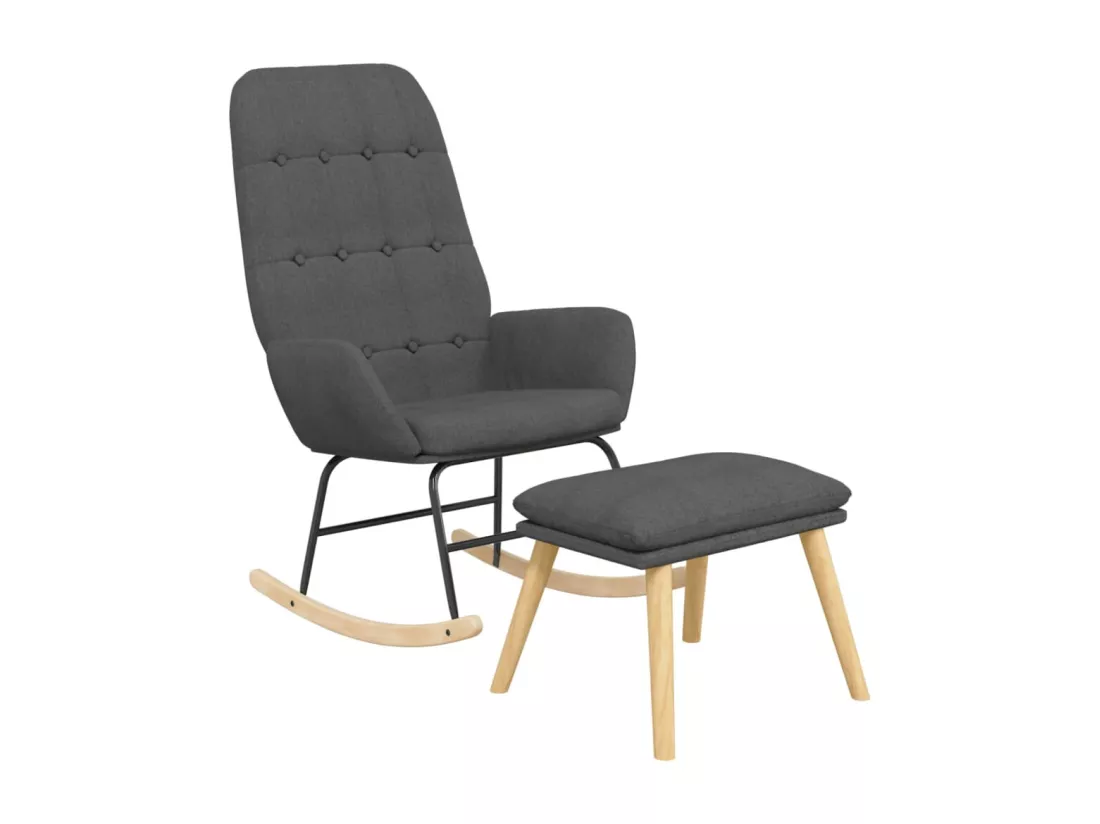 Chaise à bascule avec repose-pied Gris foncé Tissu