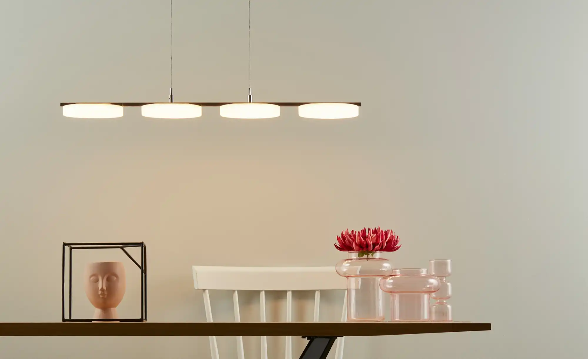 KHG LED-Pendelleuchte, 4-flammig, Nickel-matt