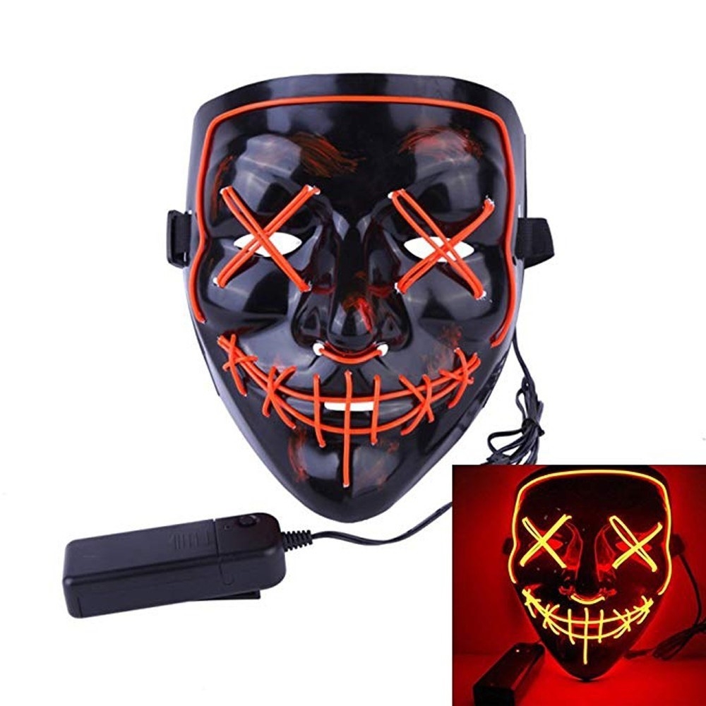 LED Monster Purge Maske Fasnachts Halbmaske Kostüm Zubehör Motto Party Accessoire Halloween Foto Requisite - Weiss / Grün