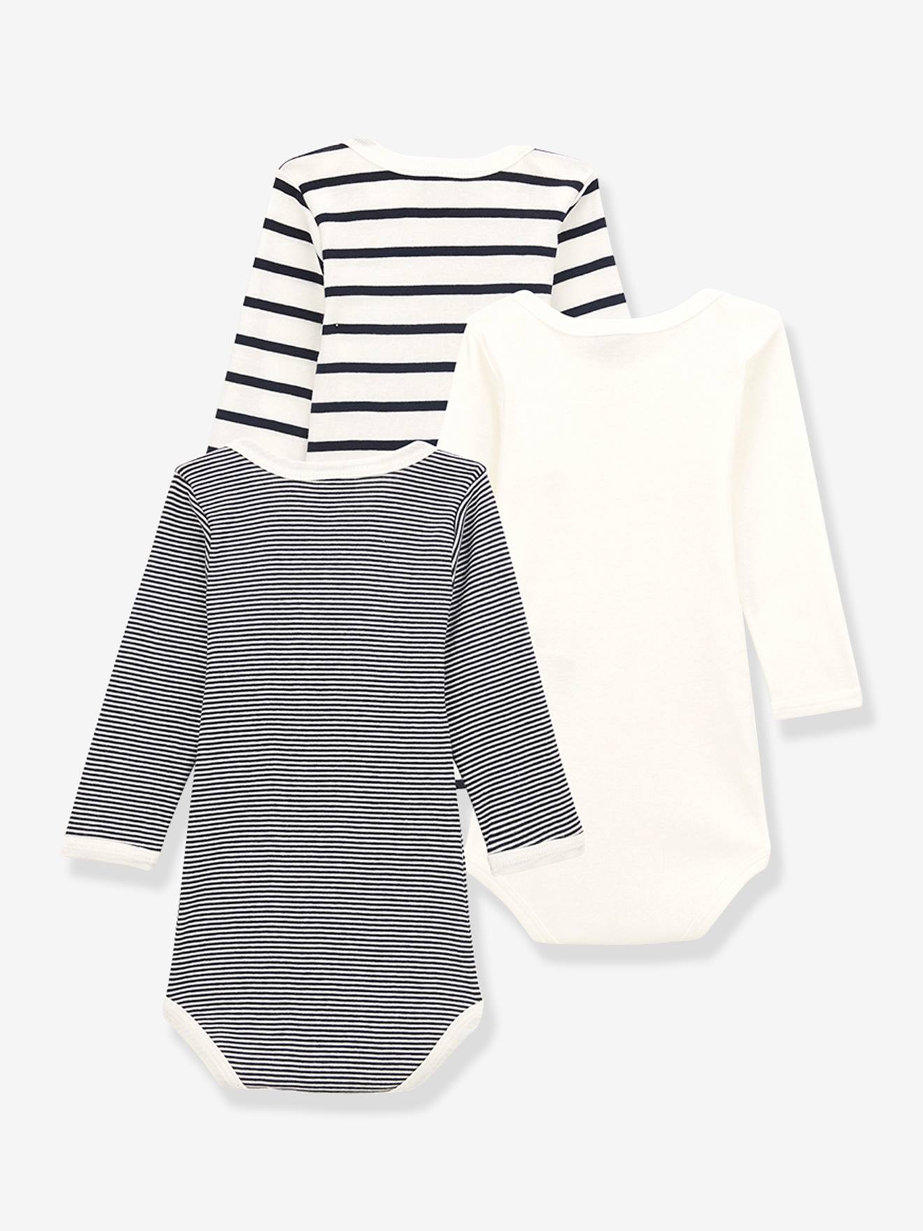 Lote de 3 bodies brancos de manga comprida da PETIT BATEAU