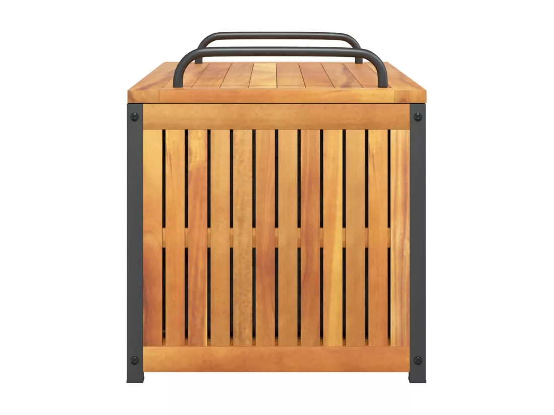 Boîte à coussins d'extérieur bois d'acacia solide et acier