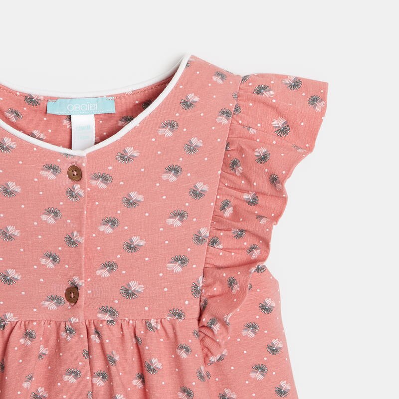 Robe boutonnée à volants rose bébé fille Rose